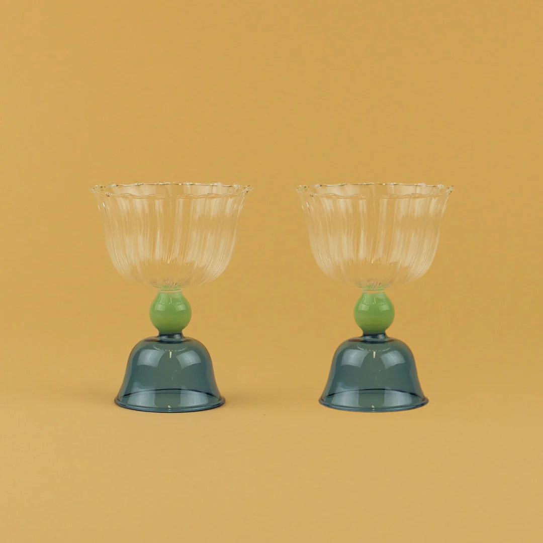 Blue Tulip Wine Glass(2 Pieces)