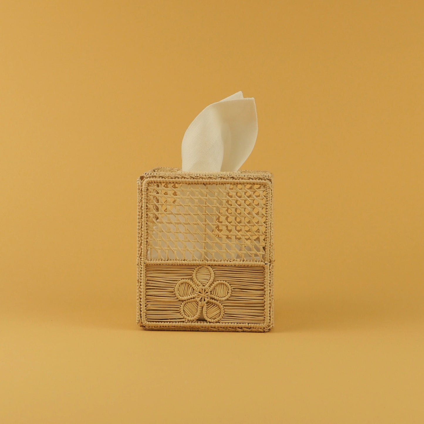 Hand Woven Floral Tissue Box