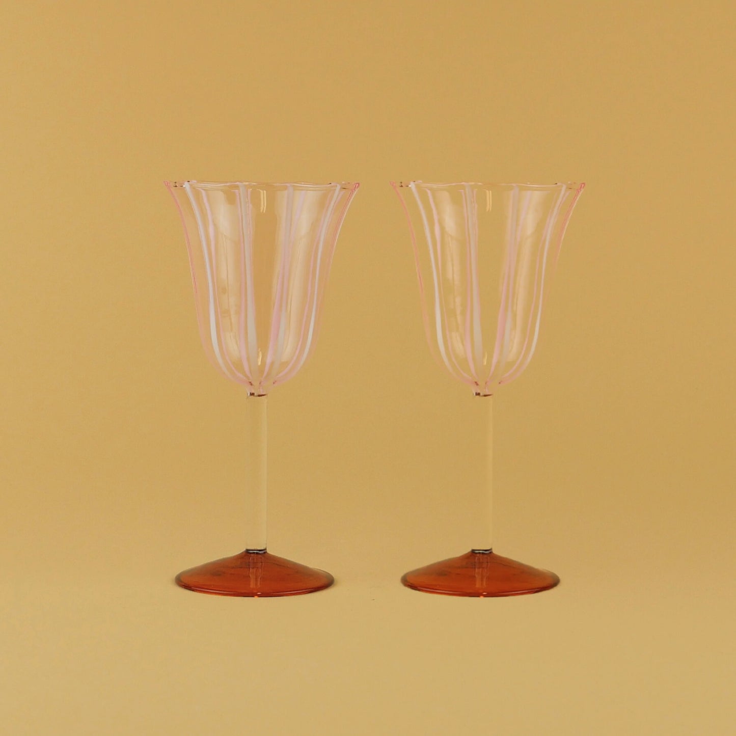 Pink And Amber Wine Glasses (2 Pieces)