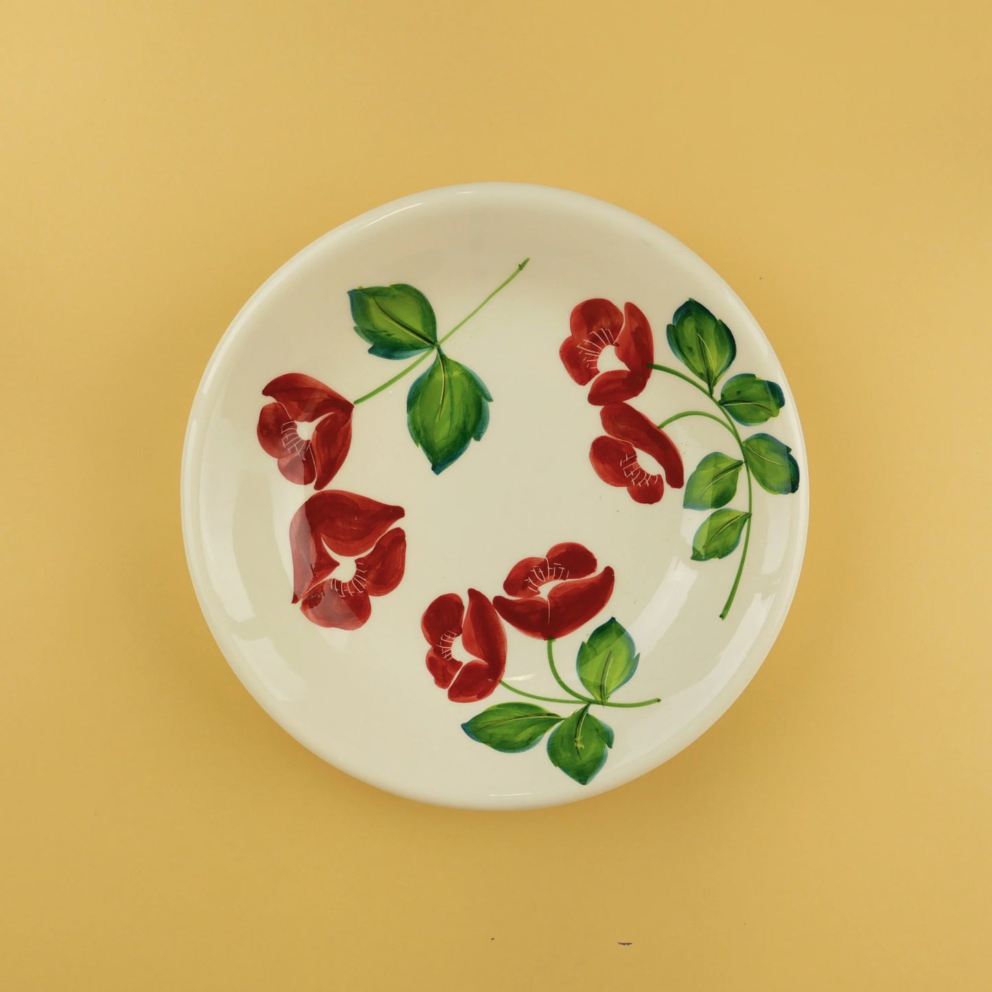 Red Floral Pasta Bowl