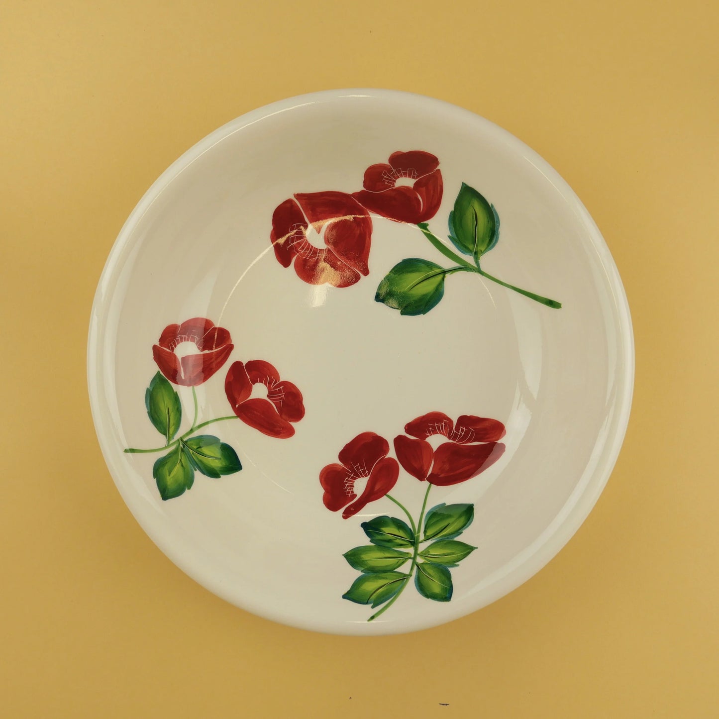 Red Floral Salad Bowl