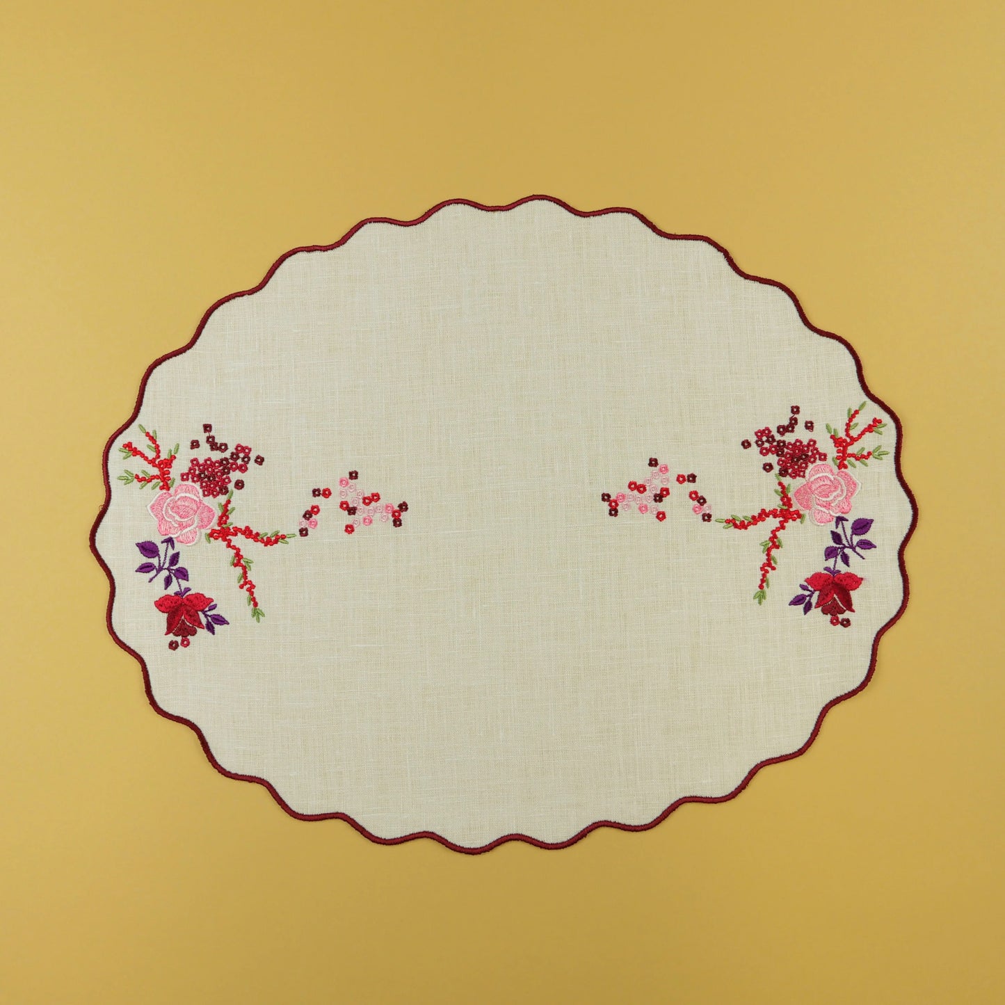 Rose And Berry Embroidered Placemats