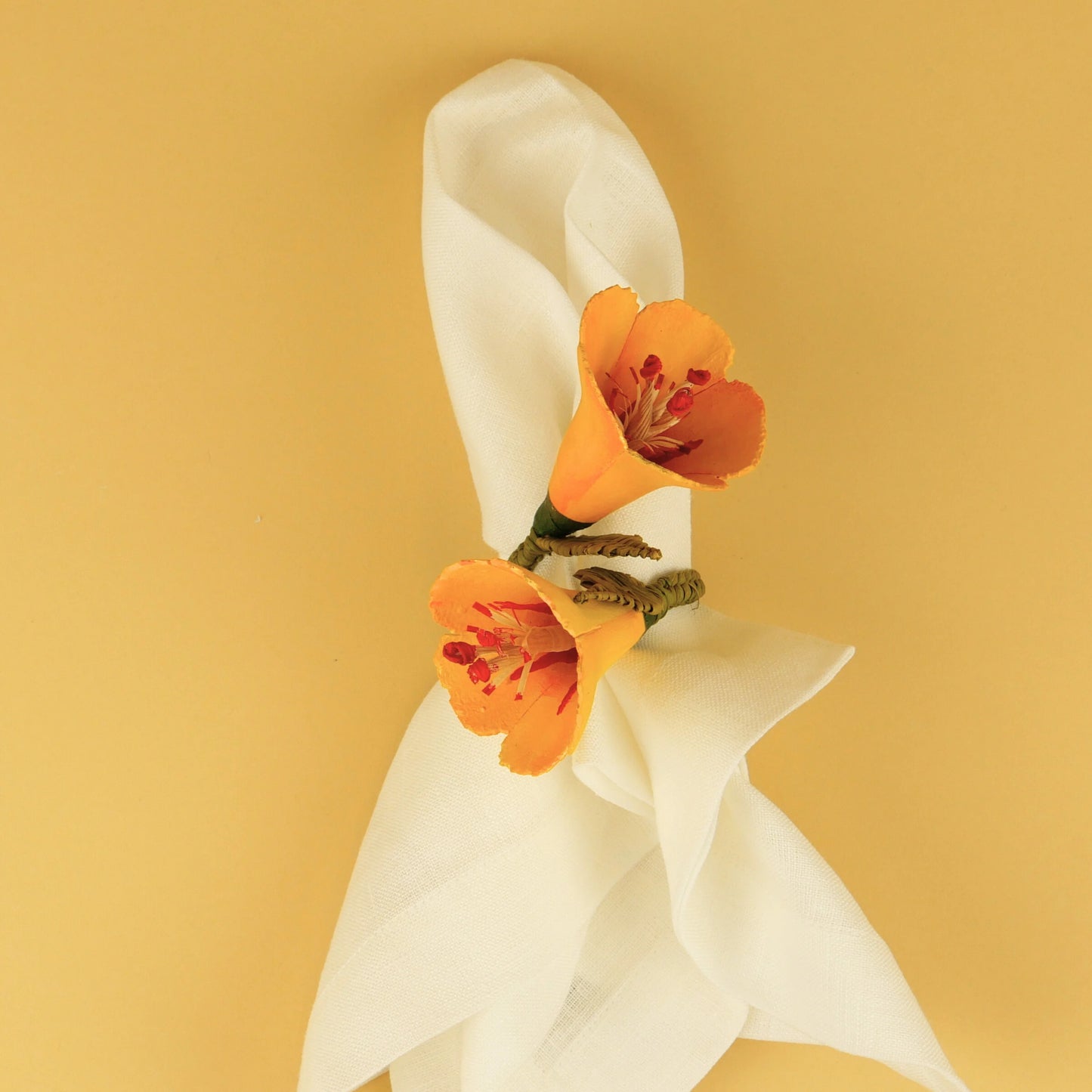 Yellow Flower Wood Napkin Ring