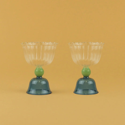 Blue Tulip Wine Glass(2 Pieces)