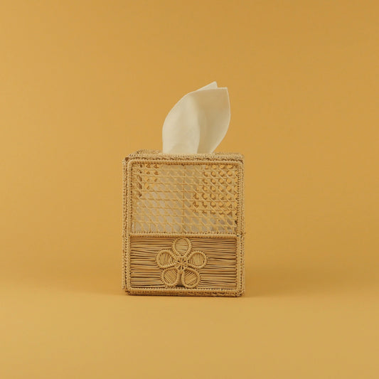 Hand Woven Floral Tissue Box