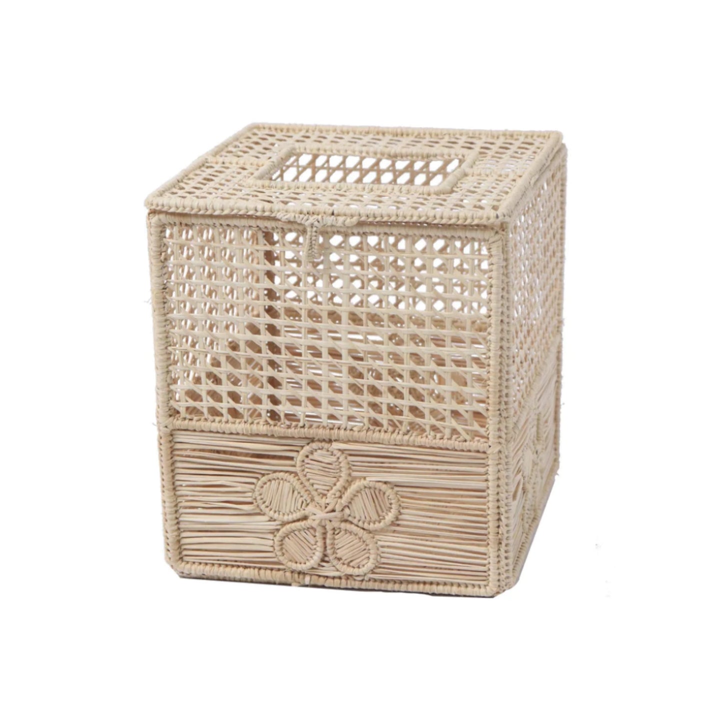 Hand Woven Floral Tissue Box