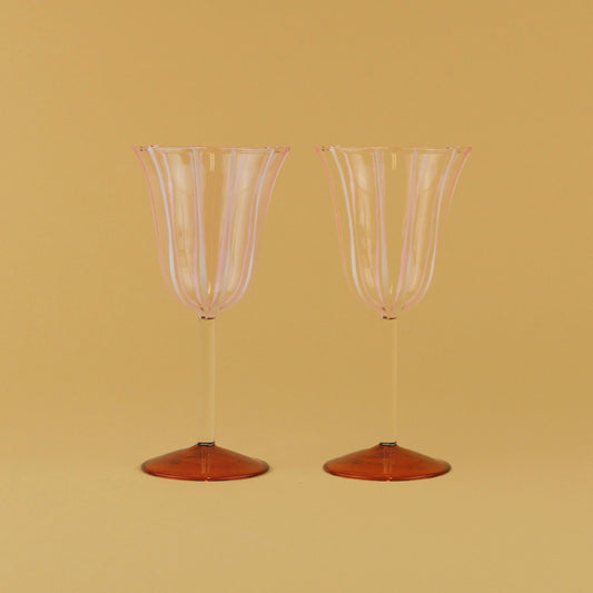 Pink And Amber Wine Glasses (2 Pieces)