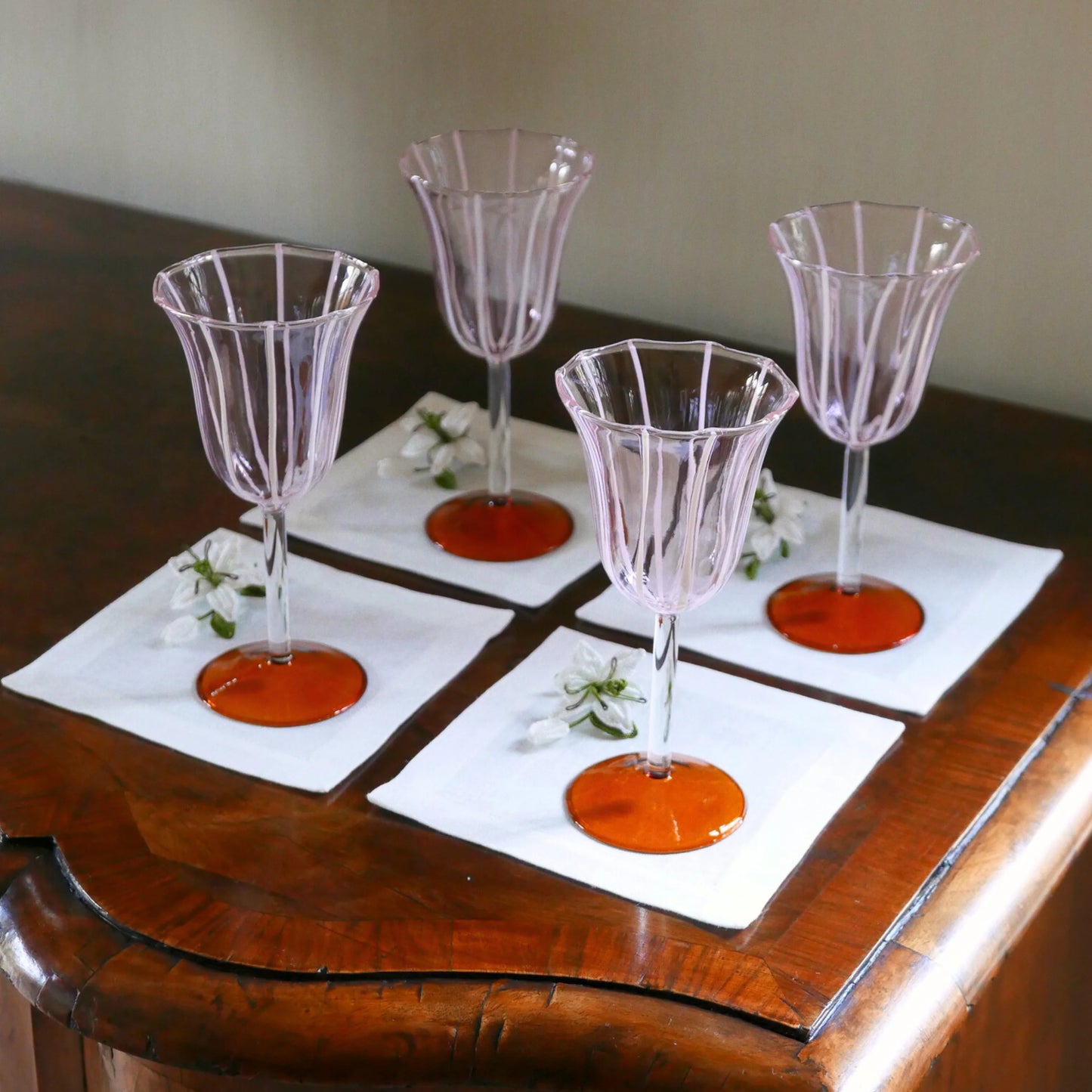 Pink And Amber Wine Glasses (2 Pieces)