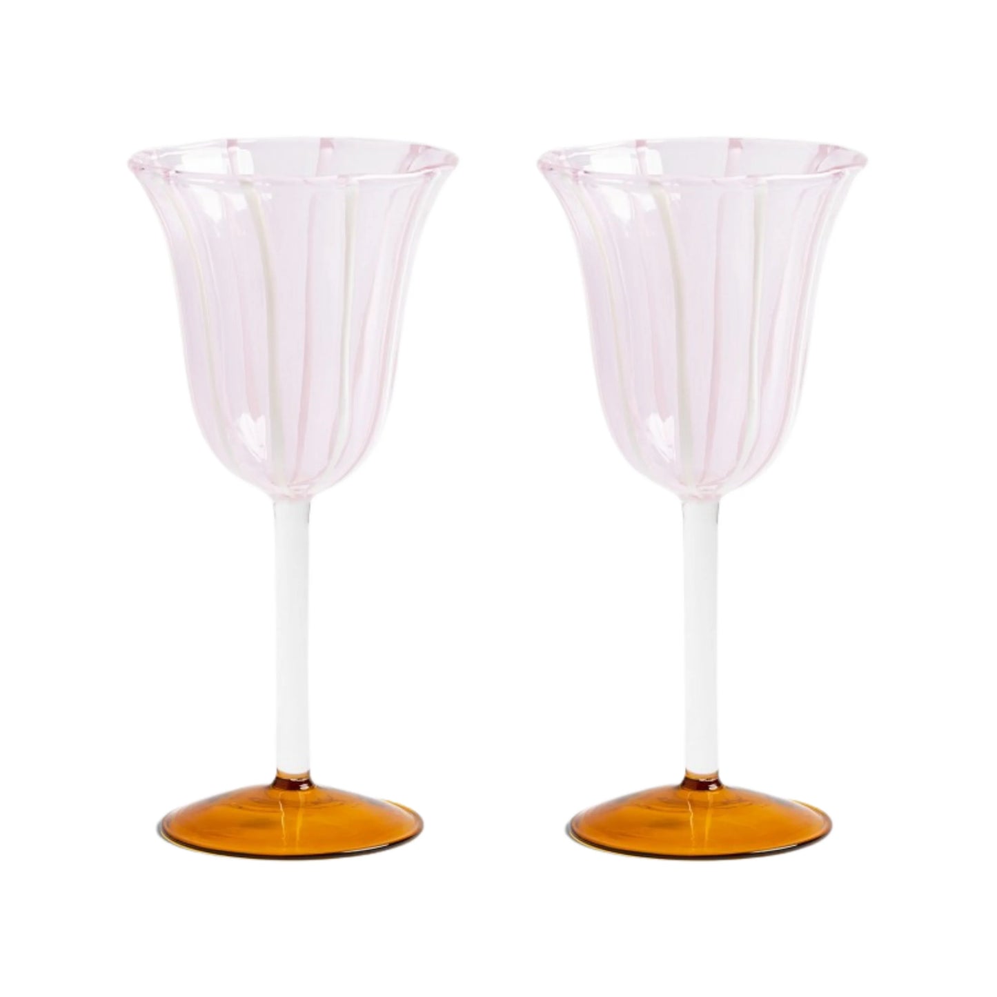Pink And Amber Wine Glasses (2 Pieces)