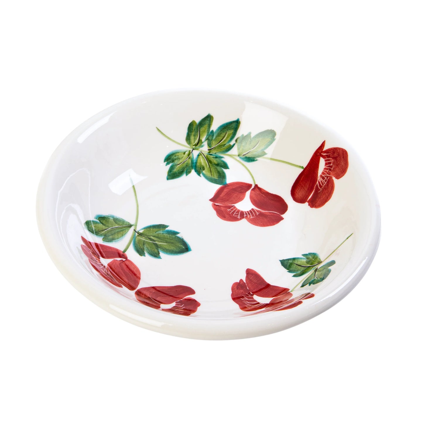 Red Floral Pasta Bowl