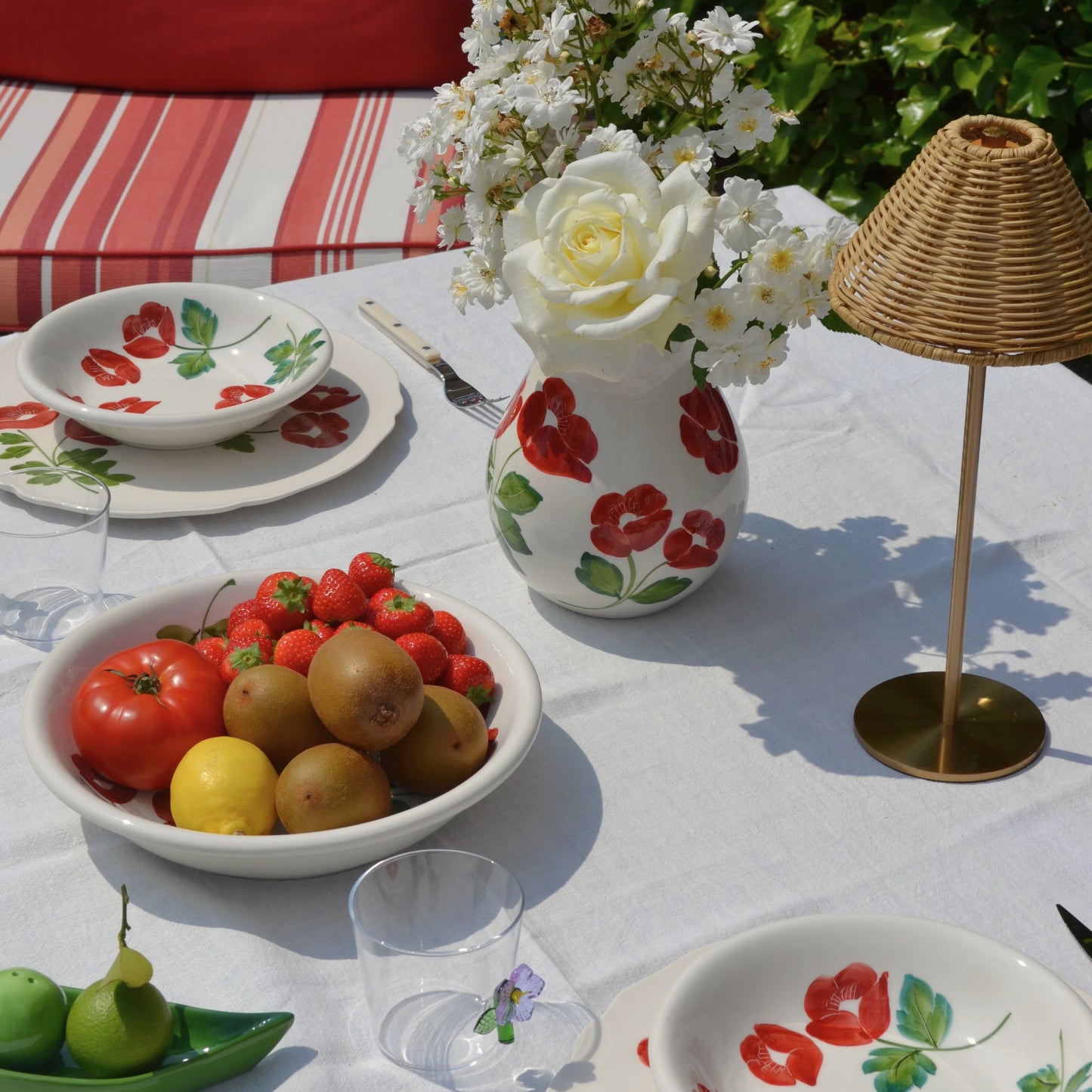 Red Floral Salad Bowl