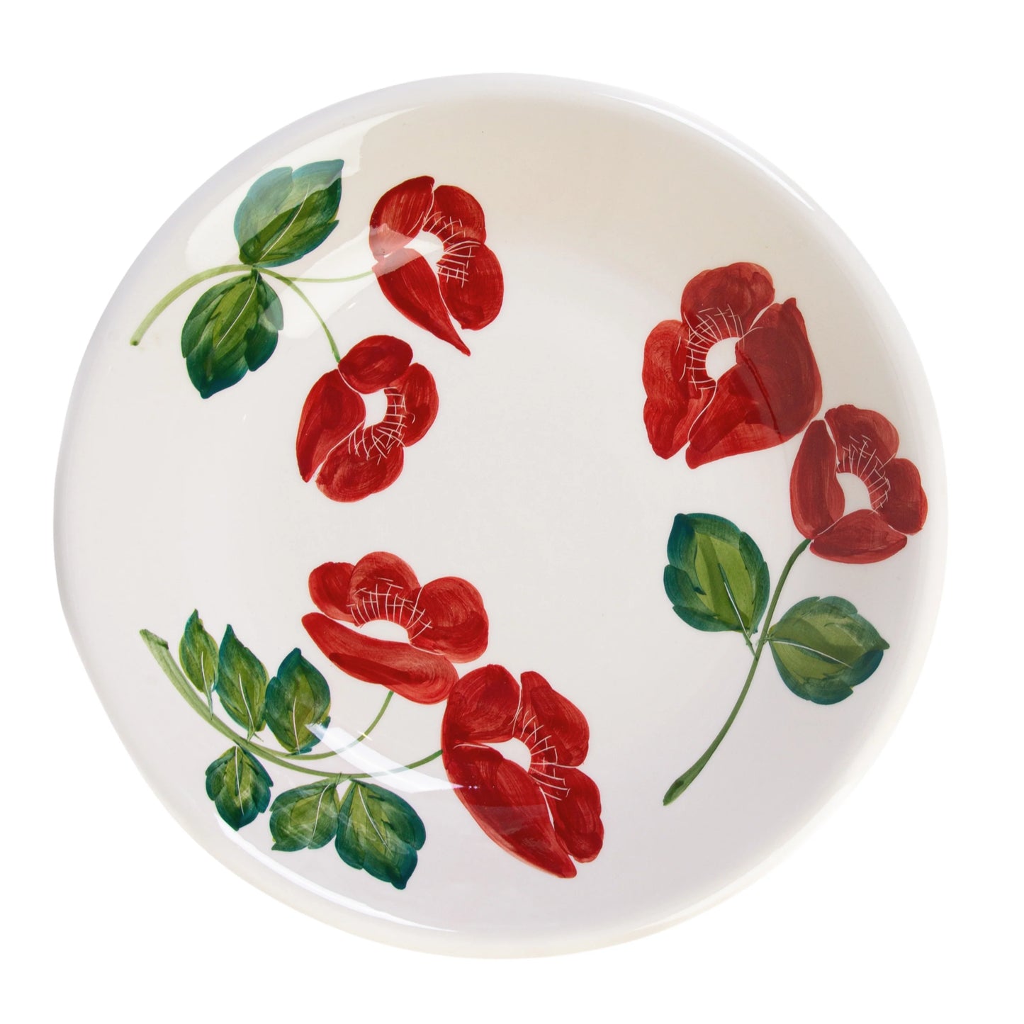 Red Floral Salad Bowl