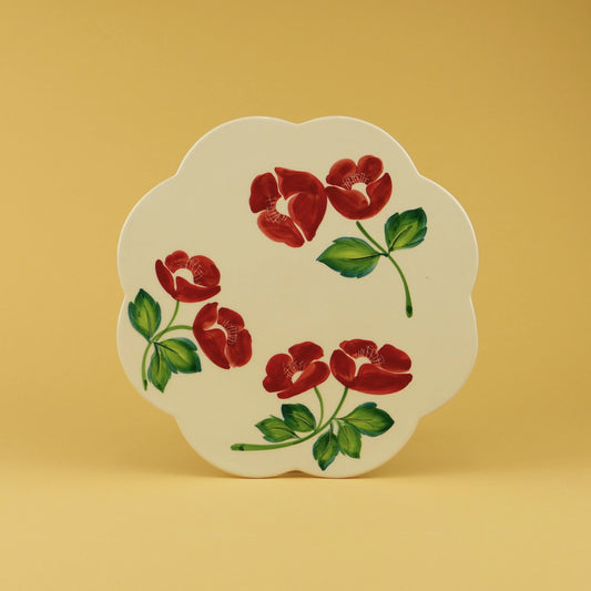 Red Scallop Shaped Plate