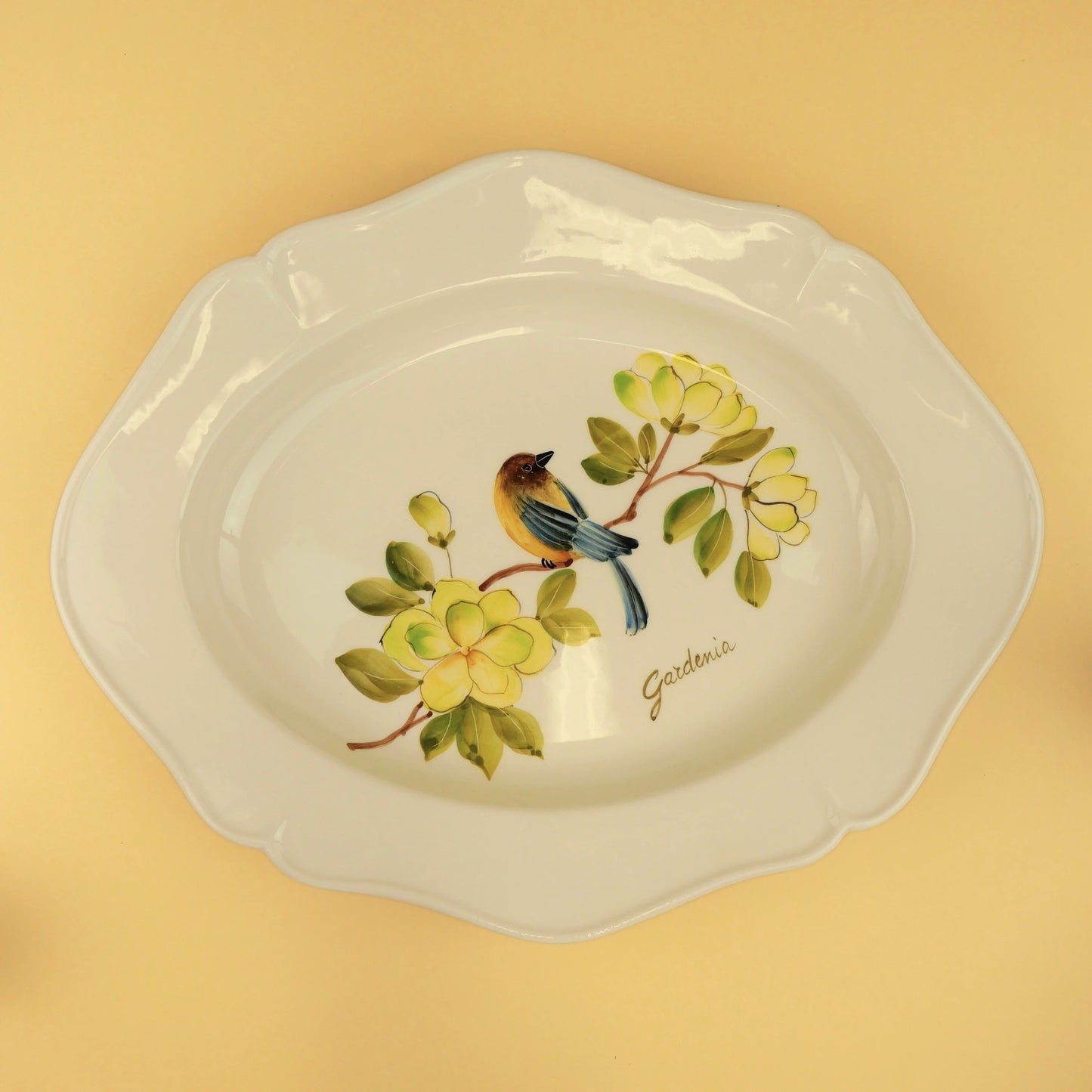 Vintage Gardenia Bird Platter