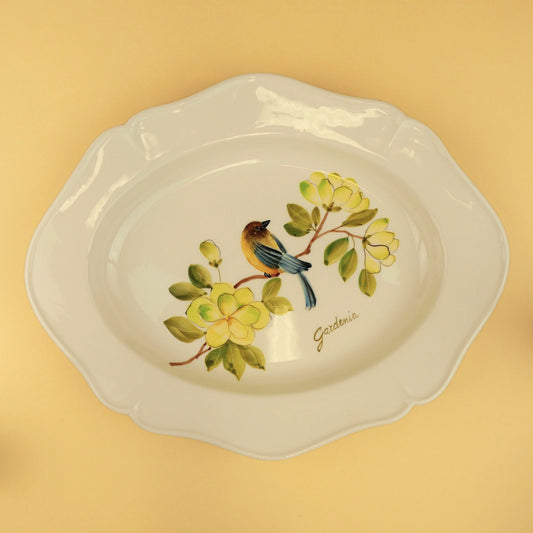 Vintage Gardenia Bird Platter