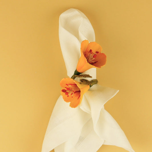 Yellow Flower Wood Napkin Ring