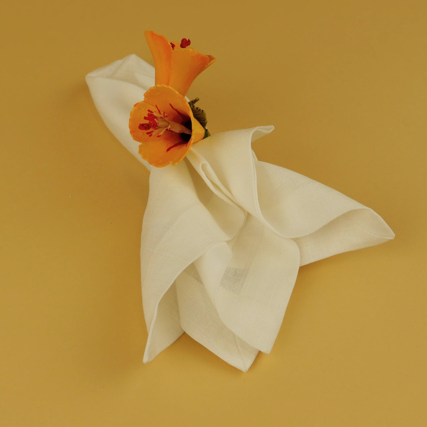 Yellow Flower Wood Napkin Ring
